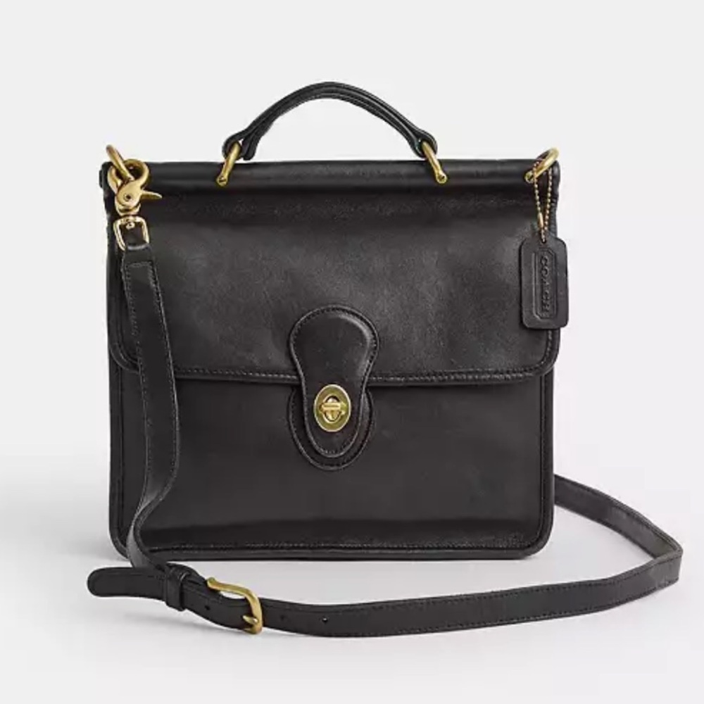 VINTAGE COACH pre-1994 WILLIS black leather crossbody bag